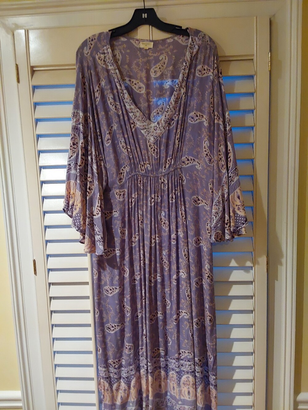 Cost Plus World Market Lavender Paisley Maxi Dress with Cream Accents
